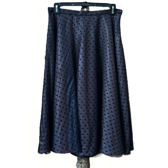 Moda International Polka Dot Multi Layered A Line Circle Skirt Womens 8 Black - Picture 1 of 11